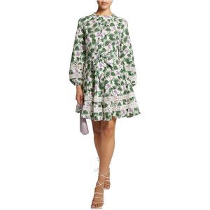 Maje Womens Roman Floral-Print Woven Mini Dress US 4 / FR 36 Green - NWOT